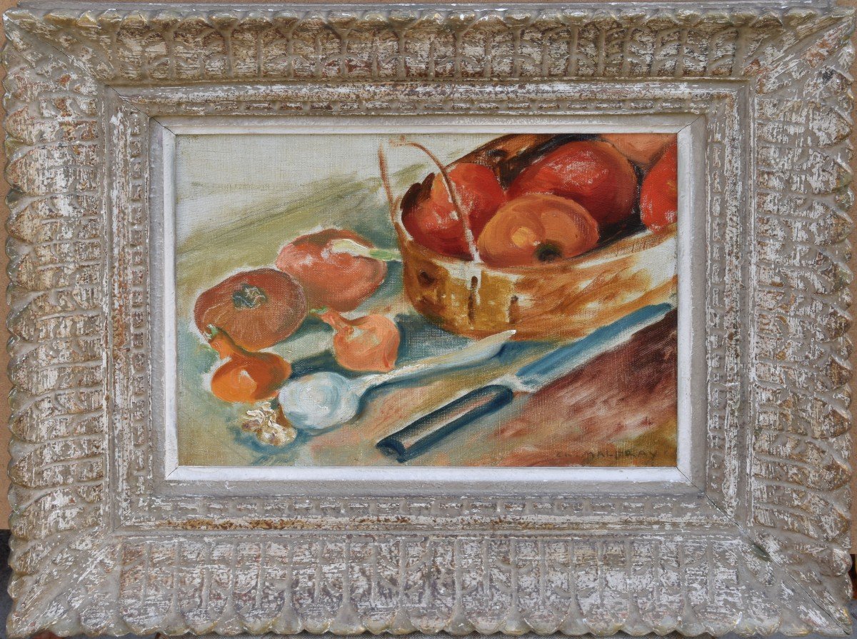 Charles Malfray "nature Morte Au Couteau" Huile Sur Toile 25x32